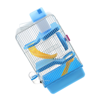 Luxury Three Layer Hamster Cage Portable Small Pets House Chinchilla Hamster House (Light Blue)