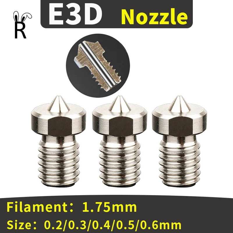 

E3D Nozzles TC4 Titanium alloy High Strength 3D Printer Parts V5 V6 Filament 1.75mm Ender 3 CR10s M6 Threaded 3D Printer Nozzle