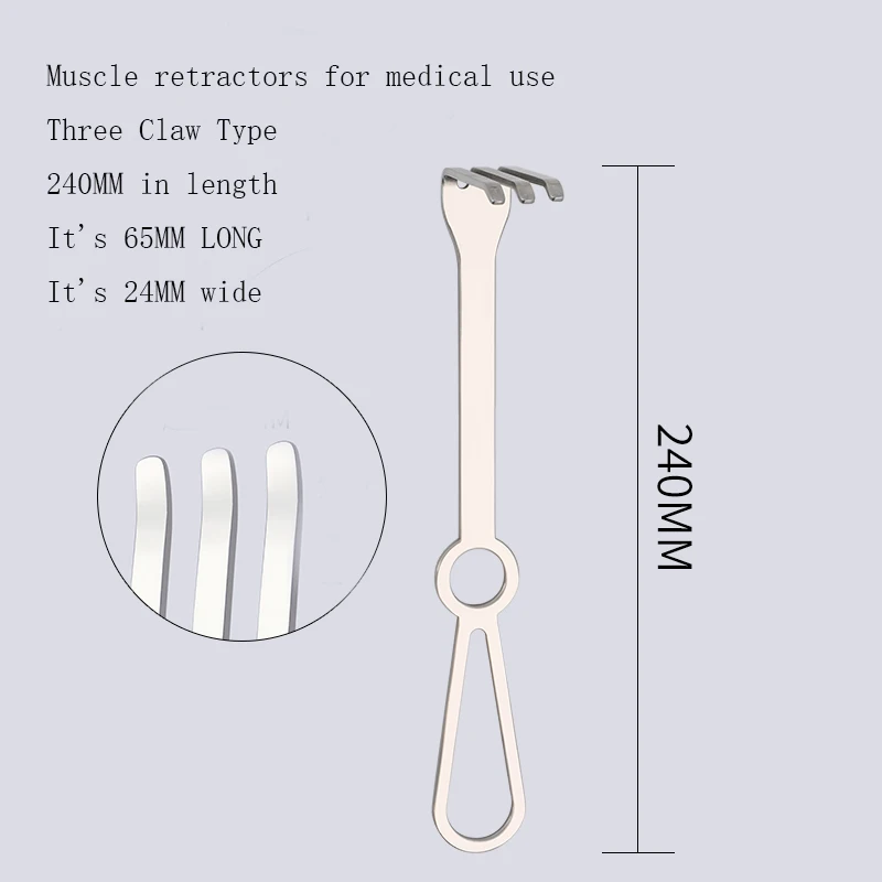 Retractor de piel, retractor profundo, tres dientes, cuatro dientes, cinco dientes, plano, retractor médico