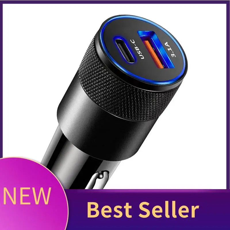 

HFES 3.1A 15W USB+PD Small Steel Cannon Car Charger Metal Alloy Car Charger TYPE-C Car Charger