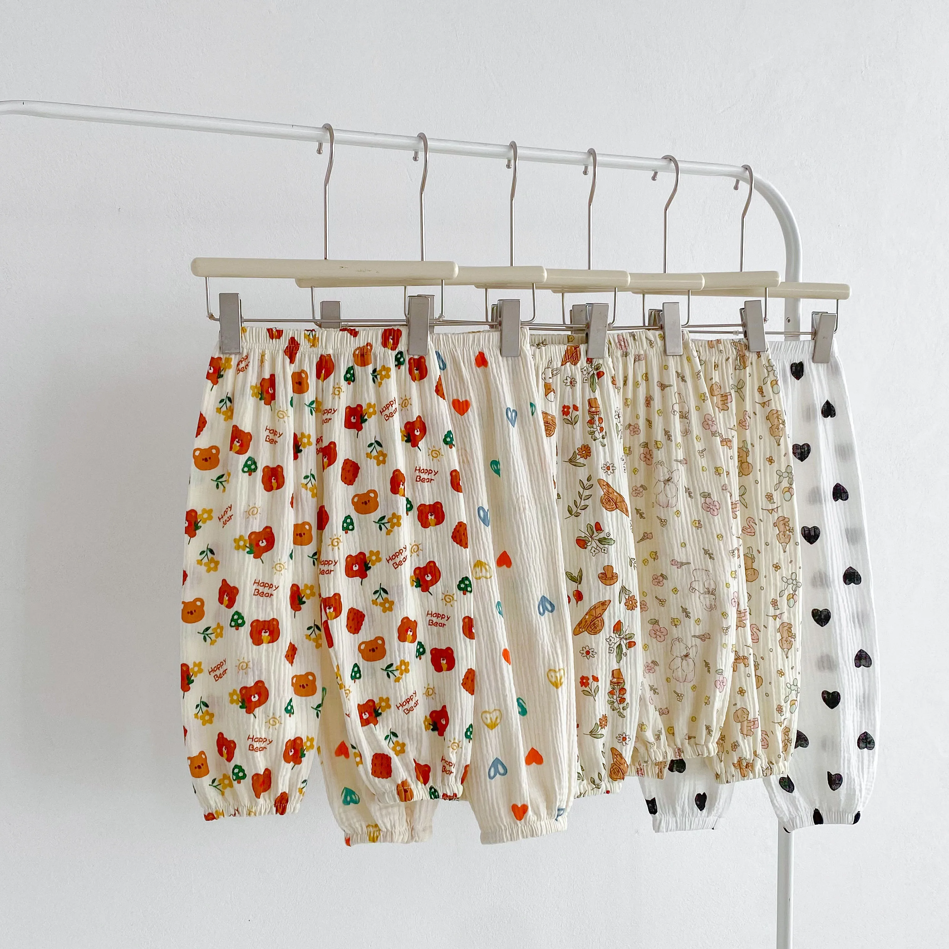 Summer New Floral Pants For Girls Thin Cotton Versatile Trousers Toddler Fashion Full Print Casual Loose Mosquito Proof Pants