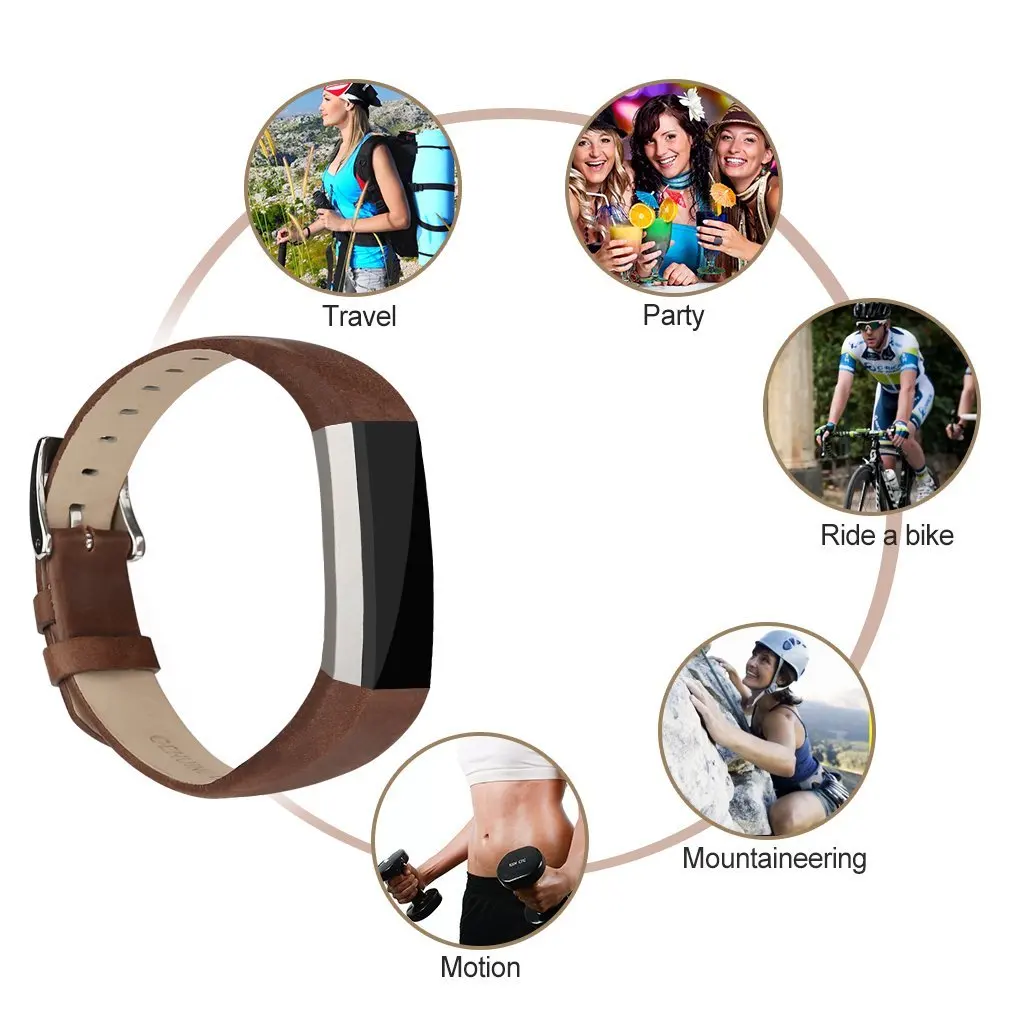 حزام ساعة جلدي فاخر لساعة Fitbit Alta HR سوار معصم من الجلد الناعم سوار لساعة Fitbit Alta HR