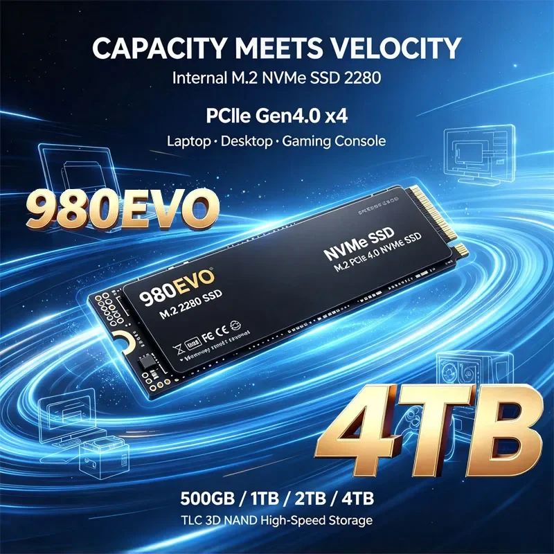 980 EVO SSD NVMe M2 500GB SSD 1TB 2TB 4TB SSD M.2 2280 PCIe4.0X4 Internal Solid State Drive Disk for Laptop Desktop PC