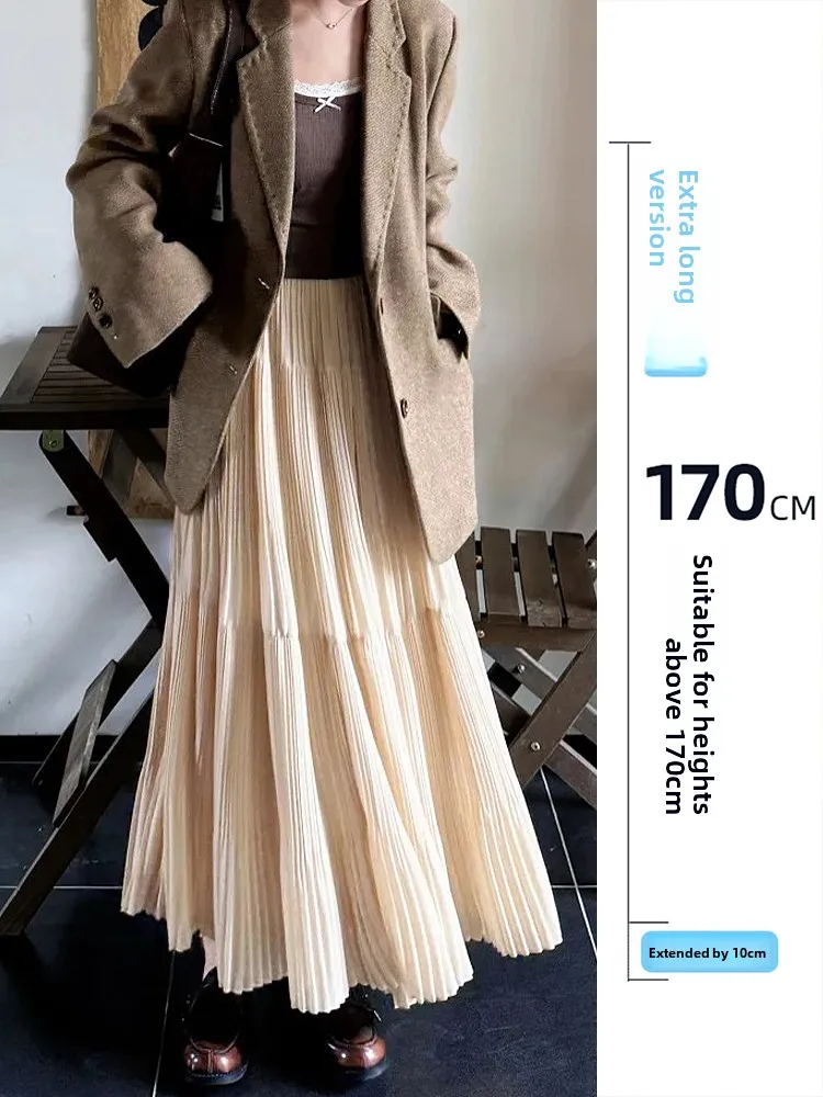 

High Waist Chiffon Maxi Skirt Women's Spring Autumn Long Version Drapey A-Line Umbrella Skirt for Taller Women 75cm plus