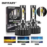 Infitary Car Headlight Bulbs H4 H7 Led 20000LM H1 H3 H11 H13 880 9005 9006 HB4 3 Color Change 3000K 4500K 6500K Auto Fog Lamps