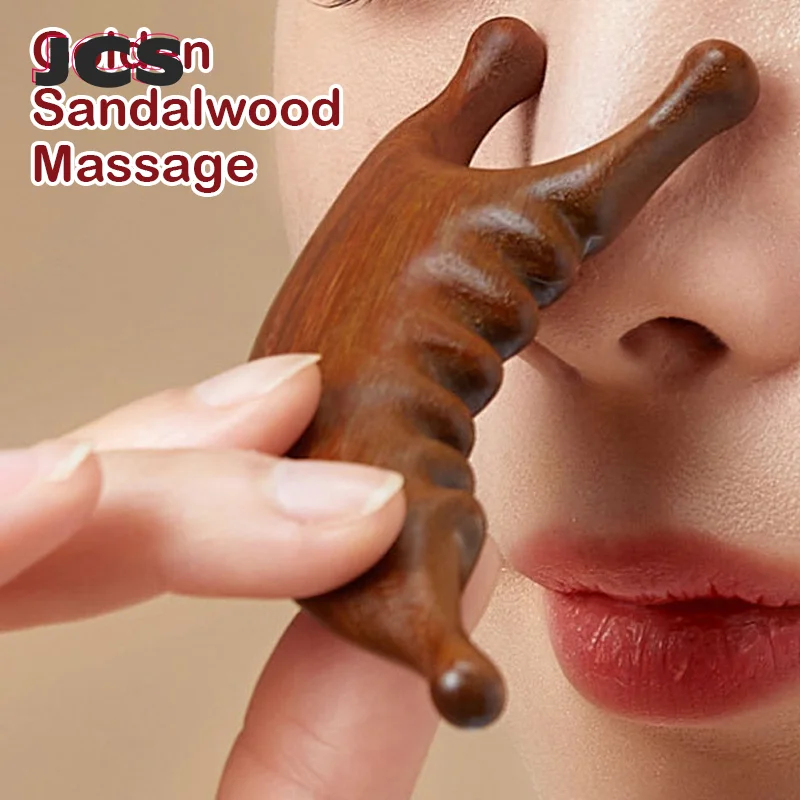 Dolphin Shape Sandalwood Massage Comb Head Face Nose Eye Shoulder Neck Scraping Comb Anti-Static Anti-Hair Loss Meridian Massage