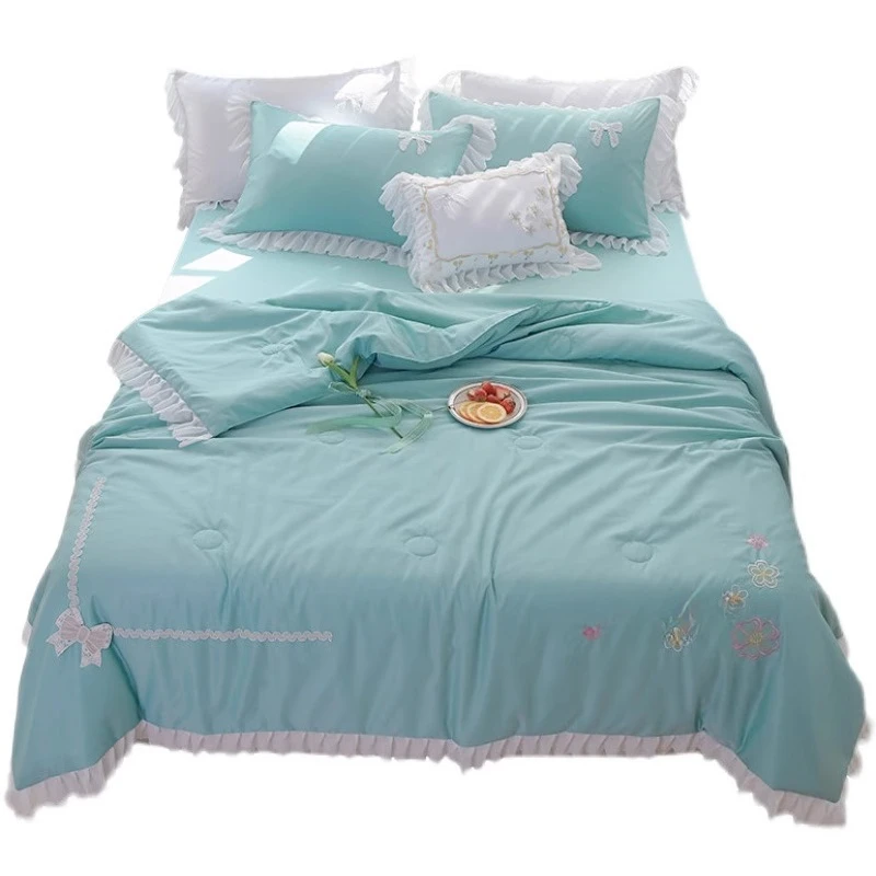 

Pure cotton bed ice silk summer cool quilt four-piece set cotton washable tencel cotton thin summer quilt