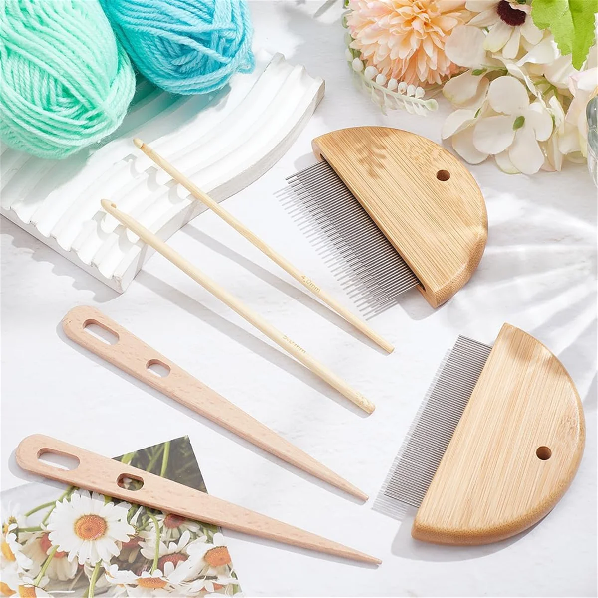 

AA98 Tapestry Weaving Combs Hand Knitting Tools Needle Threader Crochet Tassel Comb Crochet Hook for Tapestry Wall Hanging