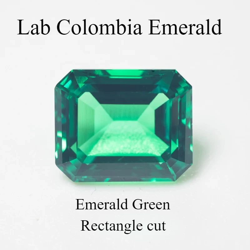 Émeraude cultivée en laboratoire, forme rectangulaire, hydrothermale, Colombie, taille 9x11mm, bijoux de bricolage, matériaux exécutifs, certificat AGL sélectionnable