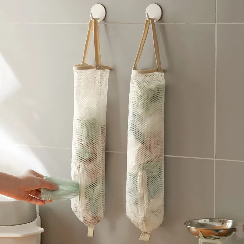 

Kitchen Hanging Storage Bag Multi-functional Large Capacity Wall Hanging Organizer Onion Ginger Garlic Garbage Bag Storage Bags