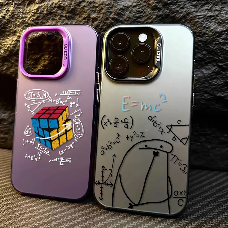 Stickman Math Theory For iPhone 15 14 13 12 11 Pro Max XS Max X XR 7 8 Plus 6S Fashion Colorful Silver Phone Case