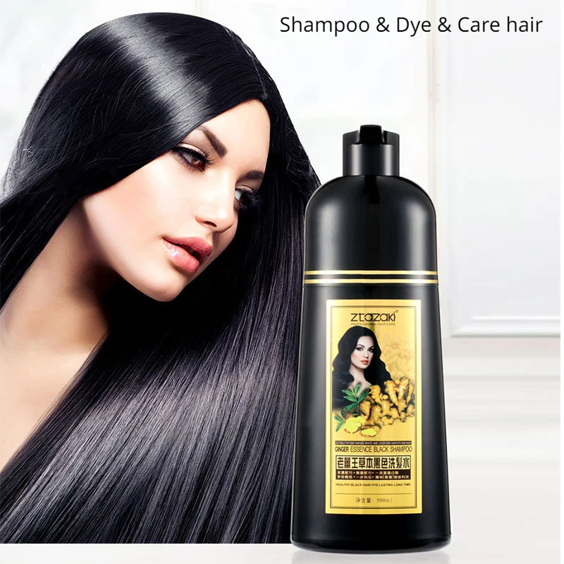 

500ml Black ginger king hair dye cream A black plant hides white hair Not touching the scalp Long lasting color fixing hair care