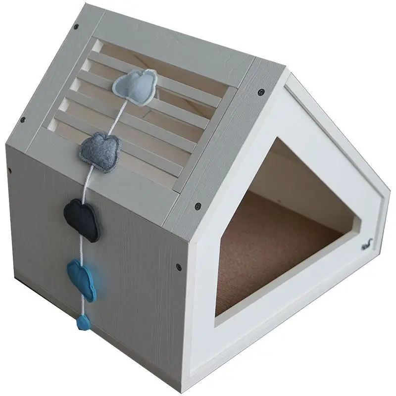 The cabin is both a cat house and a scratchboard, cat supplies