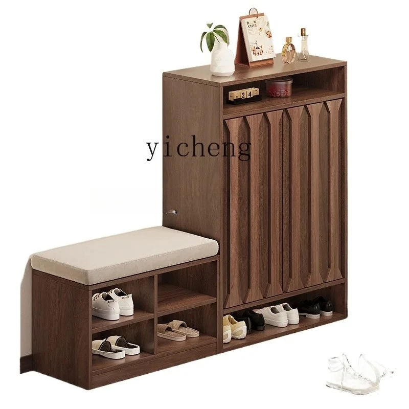 GZ-2   new Chinese entry door solid wood shoe cabinet shoe change stool household indoor shoe cabinet