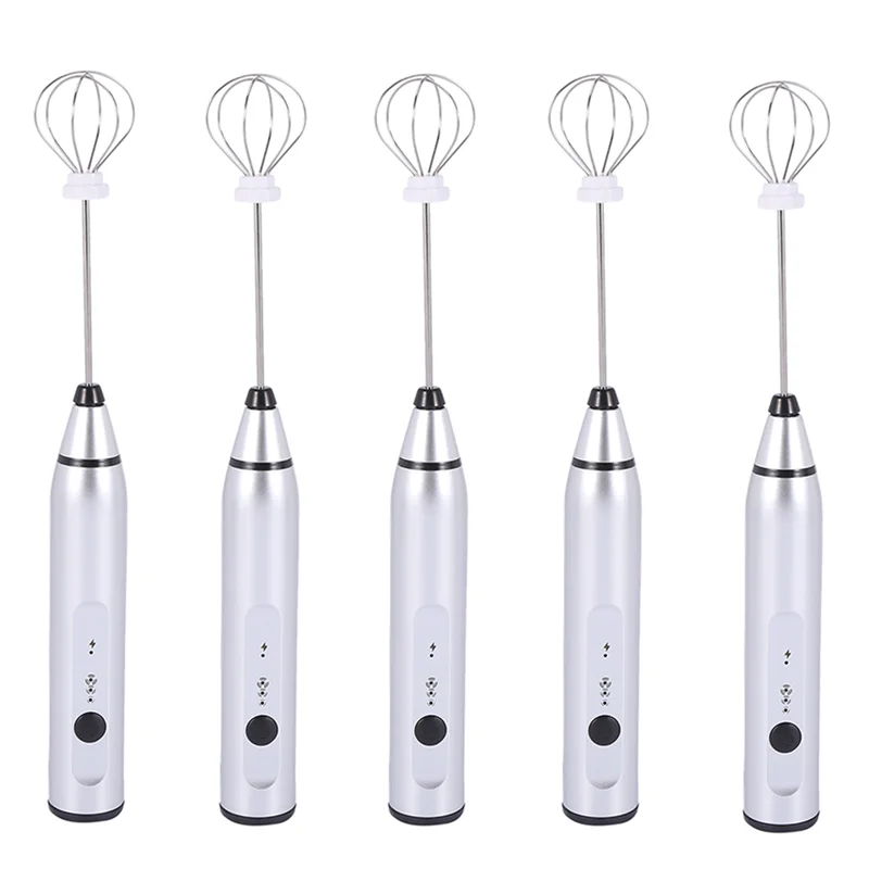 

5X Rechargeable Electric Milk Frother with 10 Whisks, Handheld Foam Maker for Coffee, Cappuccino, Durable Drink Mixer