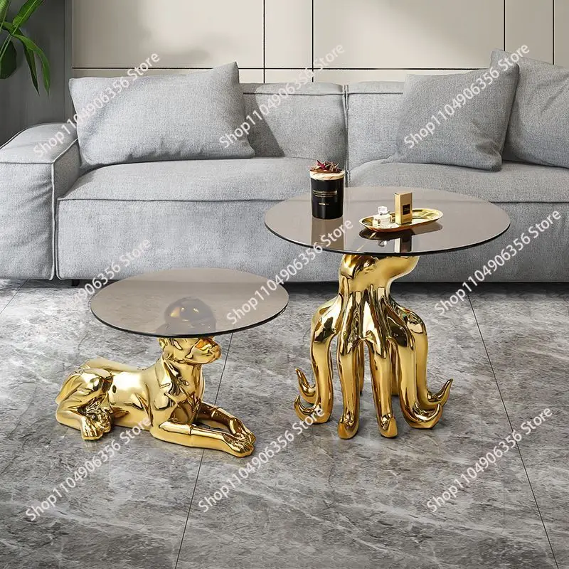 Large Floor Animal Sculpture Side Table, Decorative Coffee Table for Living Room Beside Sofa & TV Cabinet, Housewarming Gift