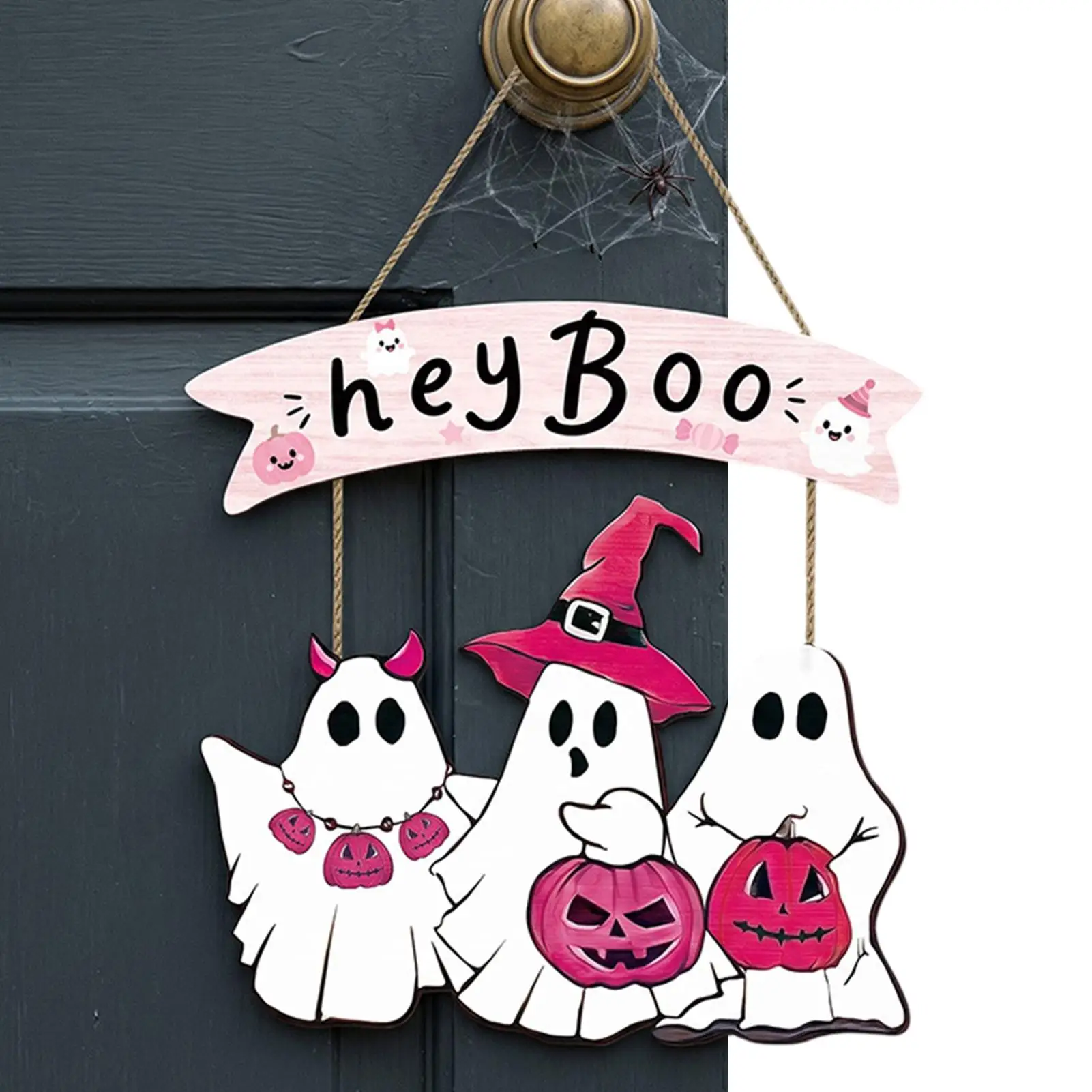 Halloween Door Hanger Cute Holiday Welcome Ornament Halloween Ghost Door Decorations for Tree Wall Bedroom Entrance Home Office