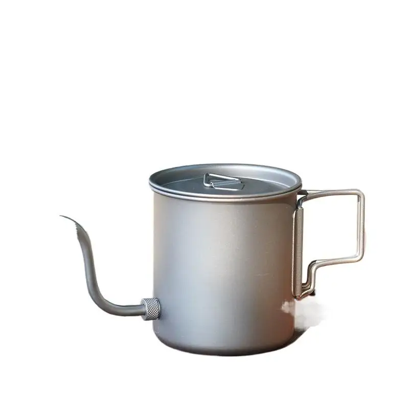 Pure Titanium Gooseneck Pour Over Coffee Kettle Foldable Handle Ultra Light For Outdoor Camping Hiking Travel view 6