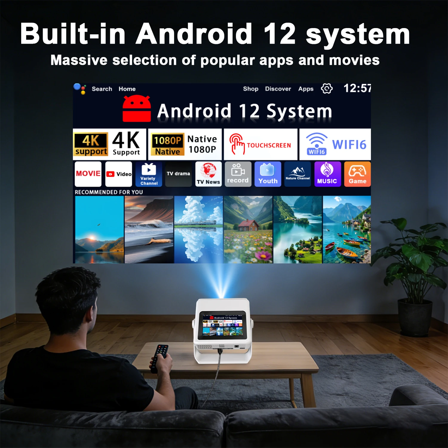 

Office Presentation & Archery Projector 4K Projection Auto Adjust Image Dual Scene Application