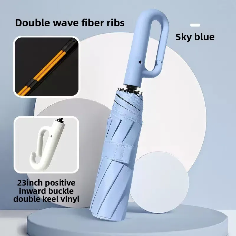 For Men Extra Large Reinforced Wind & Rain-resistant Sunshade UV Umbrellas Ring Buckle Design Automatic Folding Umbrella