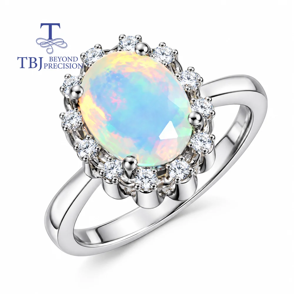 Romantic crown design  natural colorful Opal oval 7*9mm 925 sterling silver women's ring for proposal jewelry gift