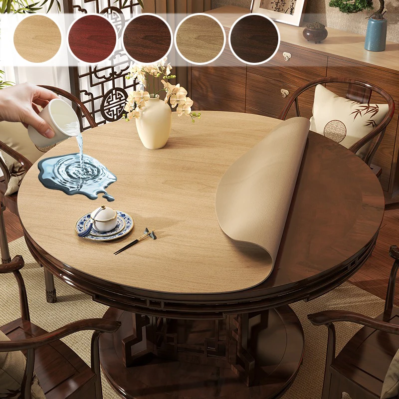 

Waterproof Oilproof Round Leather Tablecloth Heat Resistant Easy Clean Mat for Dining Table Kitchen Bar Protectio Home Decor