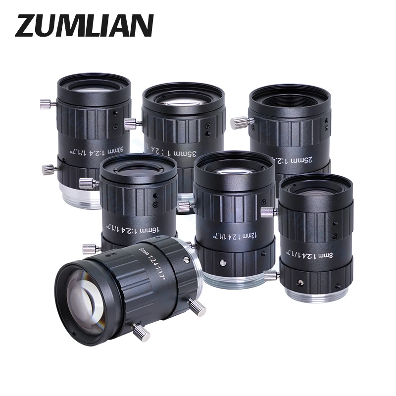 ZUMLIAN FA 1/1.7 Inch HD 12MP 6mm 8mm 12mm 16mm 25mm 35mm 50mm Fixed Focal Length C Mount Machine Vision Camera Lens Manual Iris