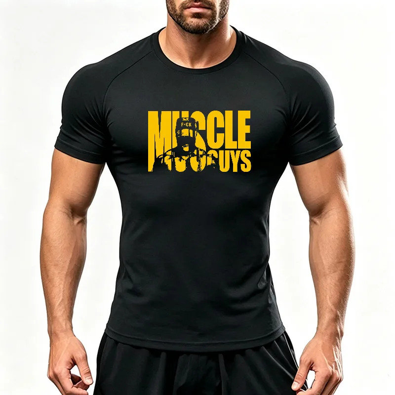 Compression Summer Quick Dry Short Sleeve Shirt Mens Casual Running Sport Tops Gym Fitness T Shirt Workout High Quality Clothing