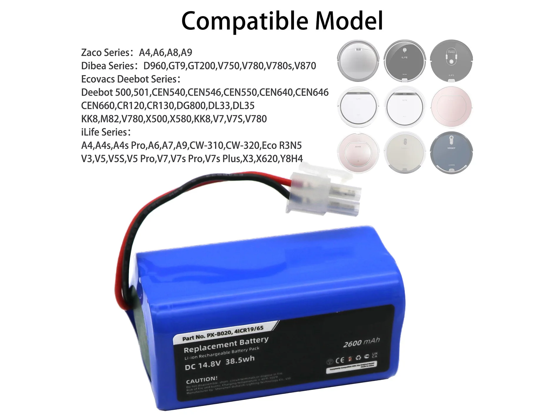 Replacement Battery for Dibea  D960, GT200, GT9, V750, V780, V780s 14.8V/mA