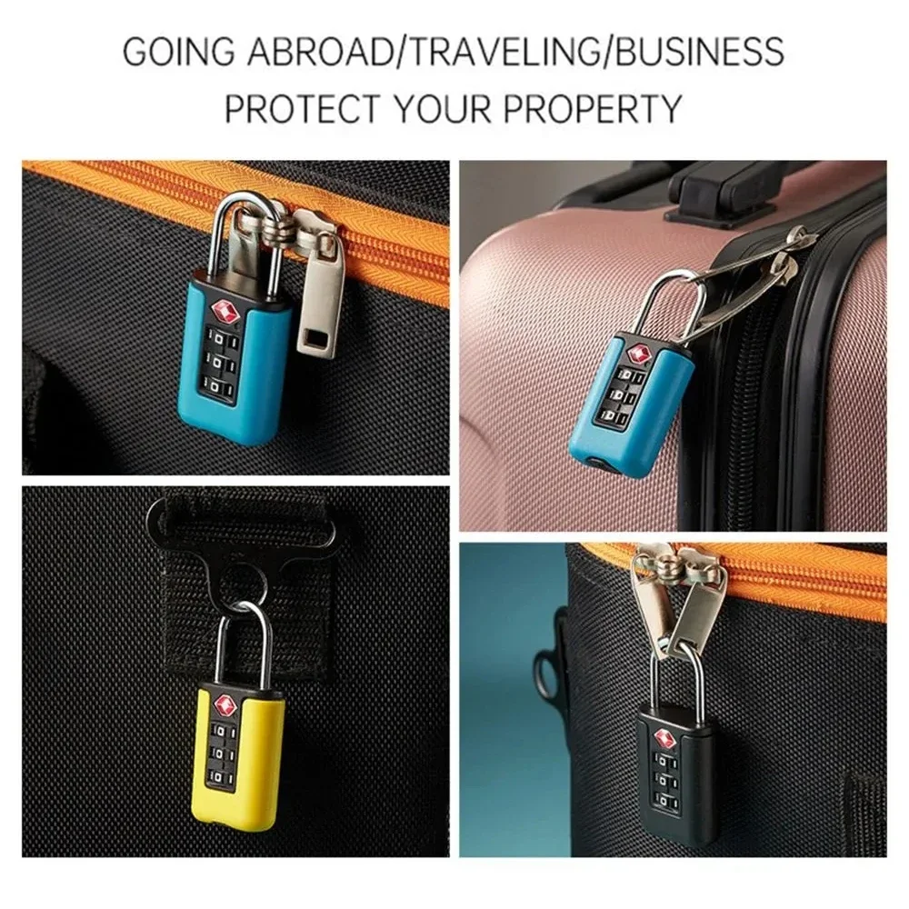 Padlock Password Locks TSA Customs Code Lock for Travel Luggage Password Lock Contrast Design Padlock 3 Digit Combination Lock