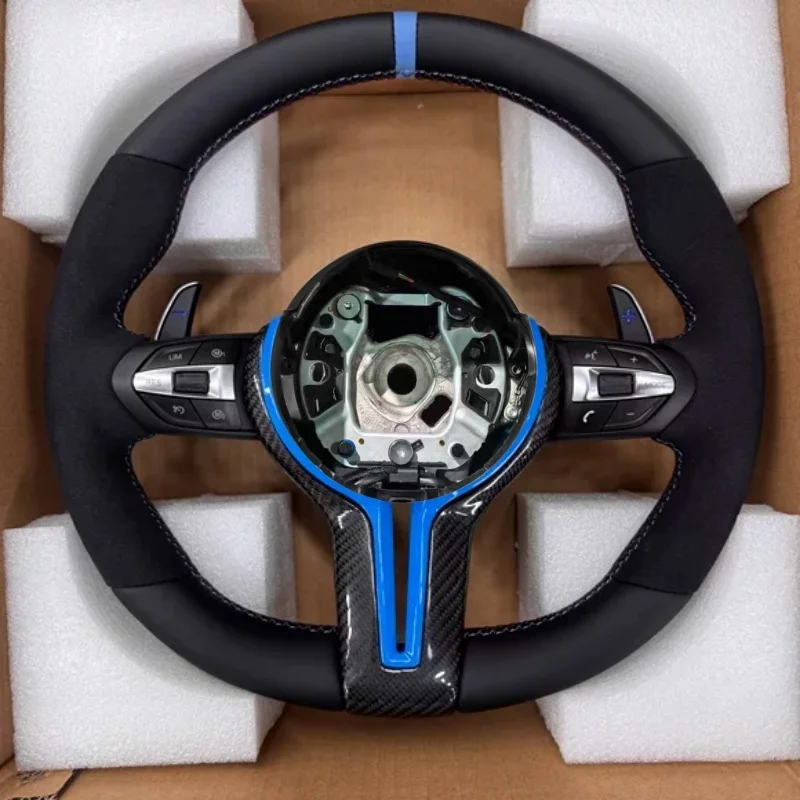 Suede Leather Perforated Flat Steering Wheel For BMW E90 E87 E70 E84 F10 F06 F20 F30 F15 F25 F23 F48 Button Fat Sport Upgrade view 2