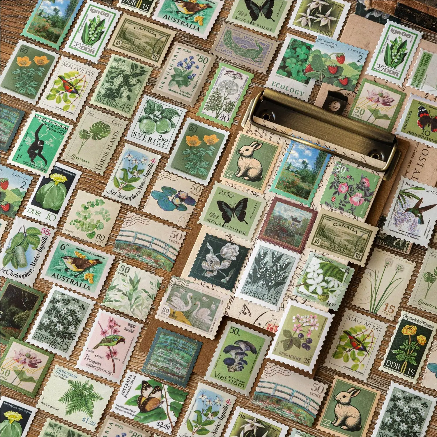 Paquete de pegatinas de sello de papel de placa de cobre con poema de azúcar, serie coleccionista, estilo Retro de campo decorativo