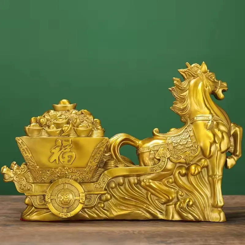 Feng Shui Copper Horse Ornaments Immediately Get Rich and Happy To The Home Furnishings Living Room Decoration
