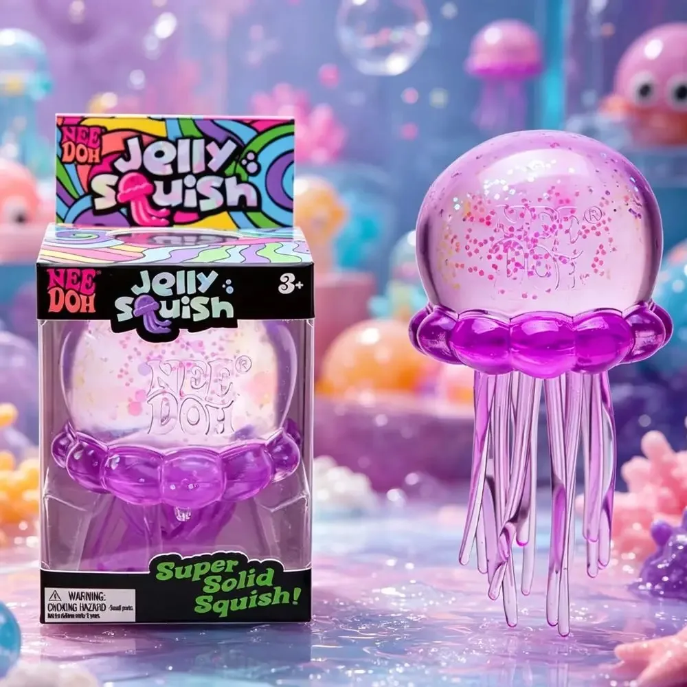 Trending Nee Doh Jellyfish & Cube Squish Toy Soft Jelly Squeeze Stress Relief Fidget Toy Sensory NeeDoh for Kids & Adults