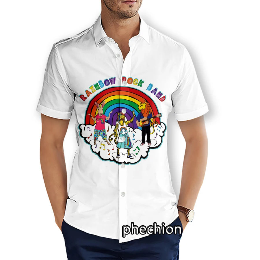 Summer Hawaiian Mens Short Sleeve Beach Shirts Rainbow Rock 3D Printed Casual Shirts Fashion Streetwear Men Tops X12