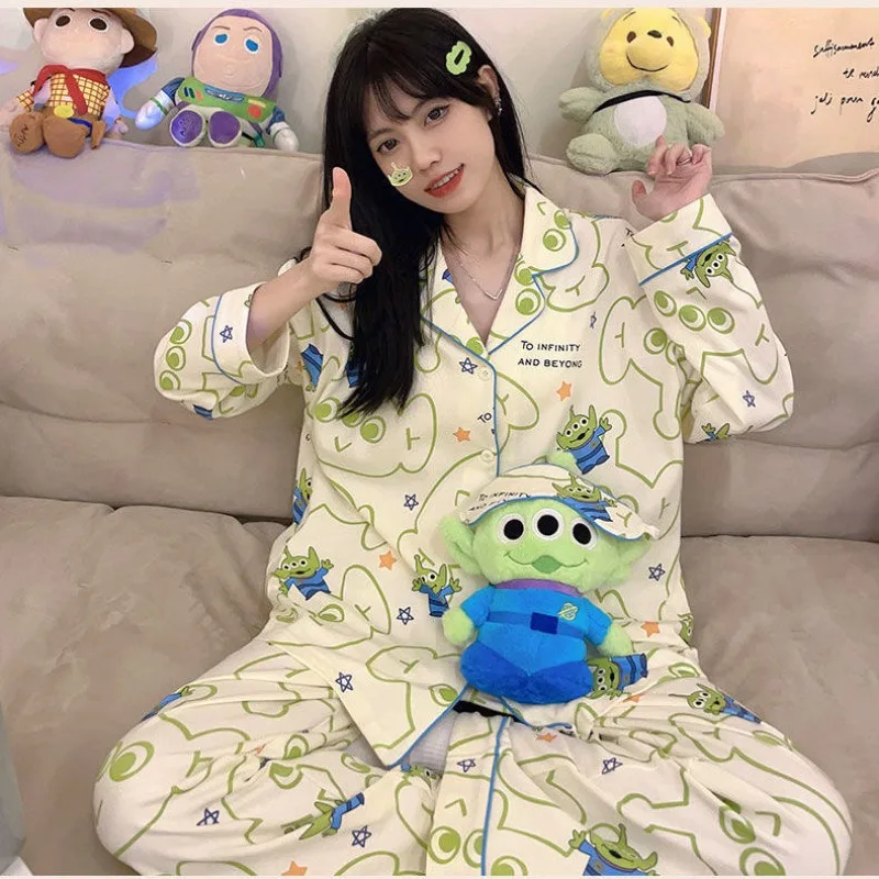 السماء الزرقاء سينامورول منامة النساء ربيع الخريف جديد لطيف الكرتون ملابس المنزل قطعتين مجموعة ملابس خاصة النساء Kawaii الملابس