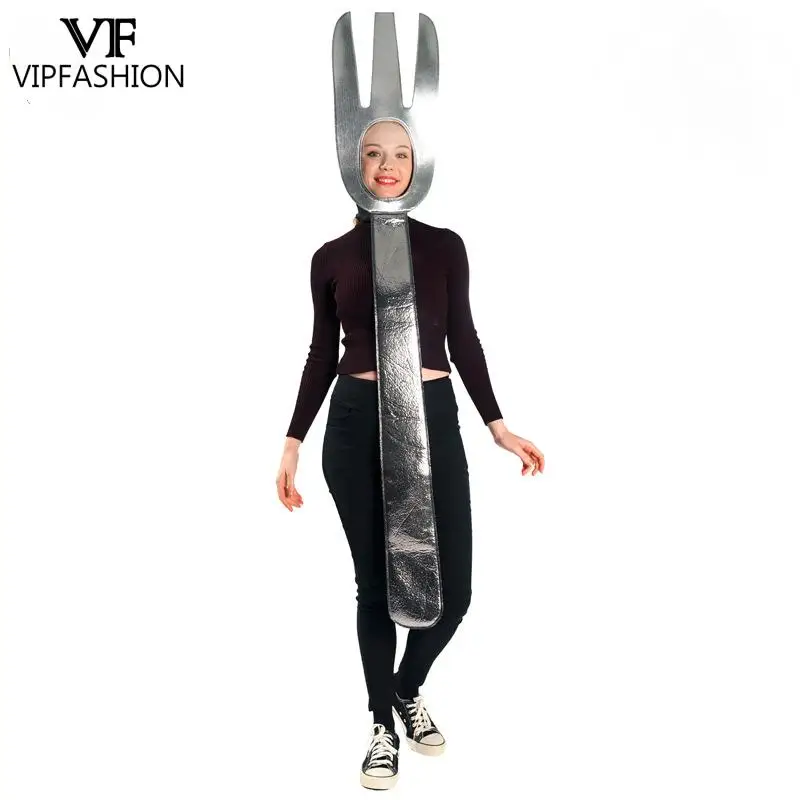 

VIP Fashion Funny Disguise Costume Knife and Fork Couple Outfits Halloween Party Headdress Adult Fantasy Cutlery Clothing