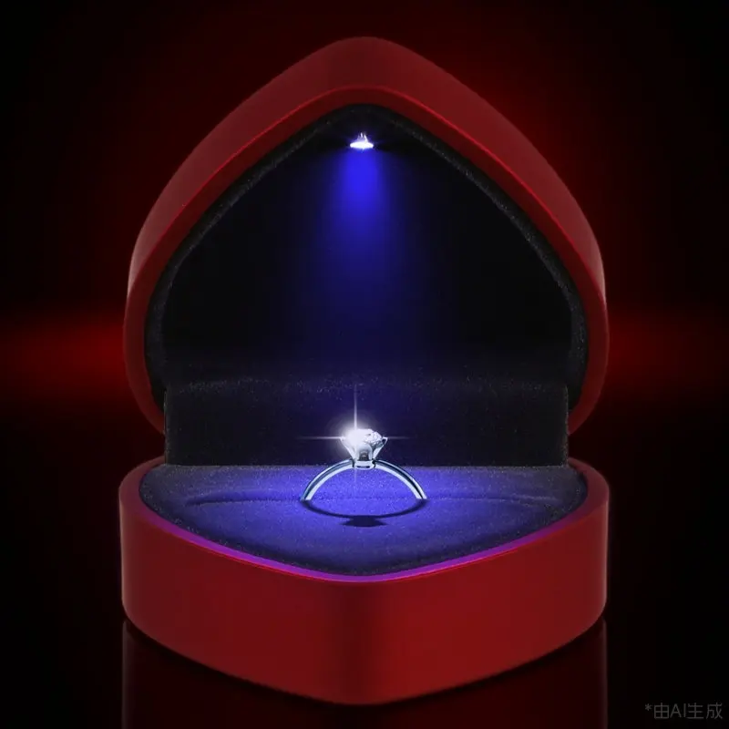 

Heart Shaped LED Light Up Ring Box for Engagement Proposal Wedding Jewelry Gift Display Case Elegant Romantic Surprise Ring