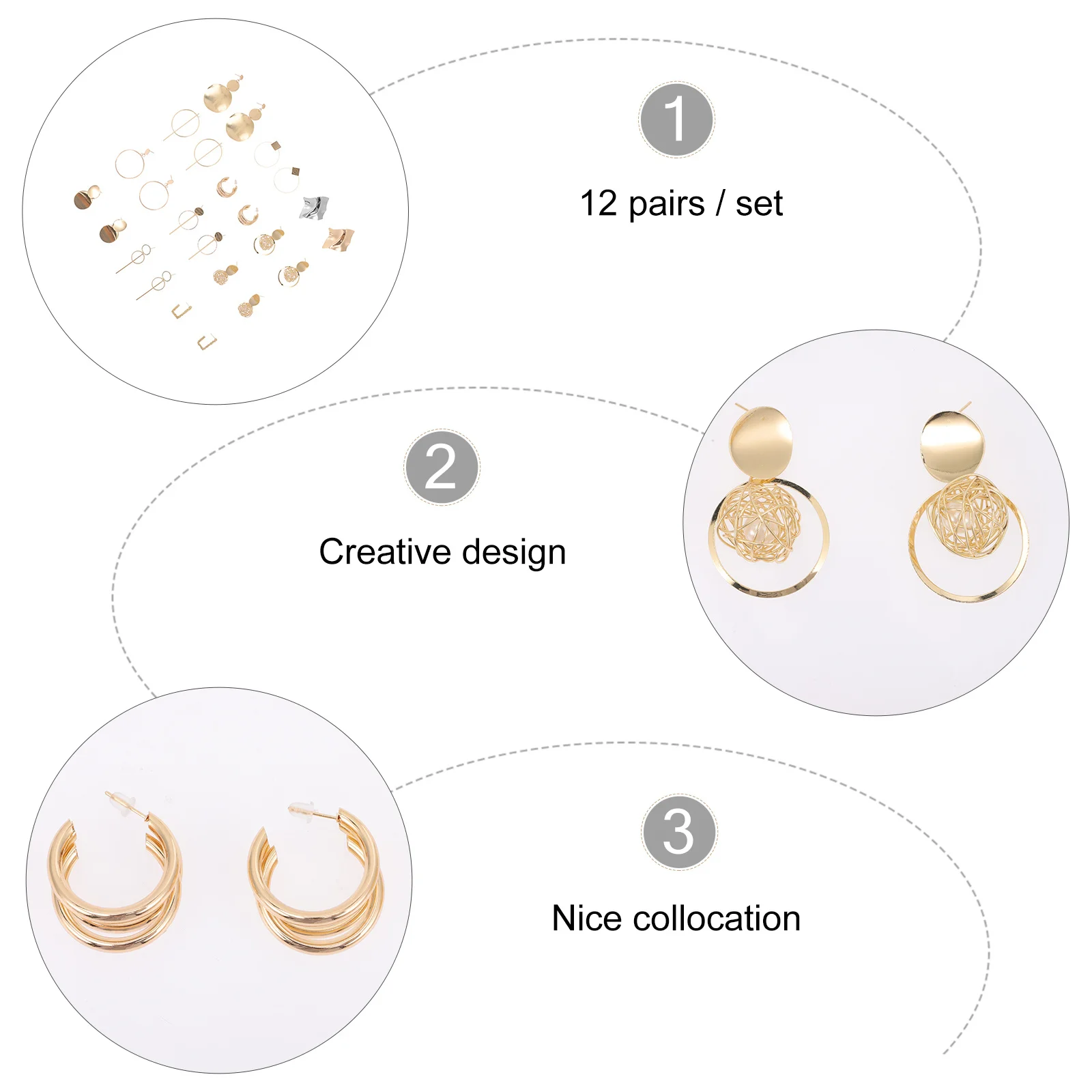 

12Pairs Elegant Retro Earrings Dangle Ear Pendant Unique Style Daily Prom Special Occasions Gift Women Girls All Ages