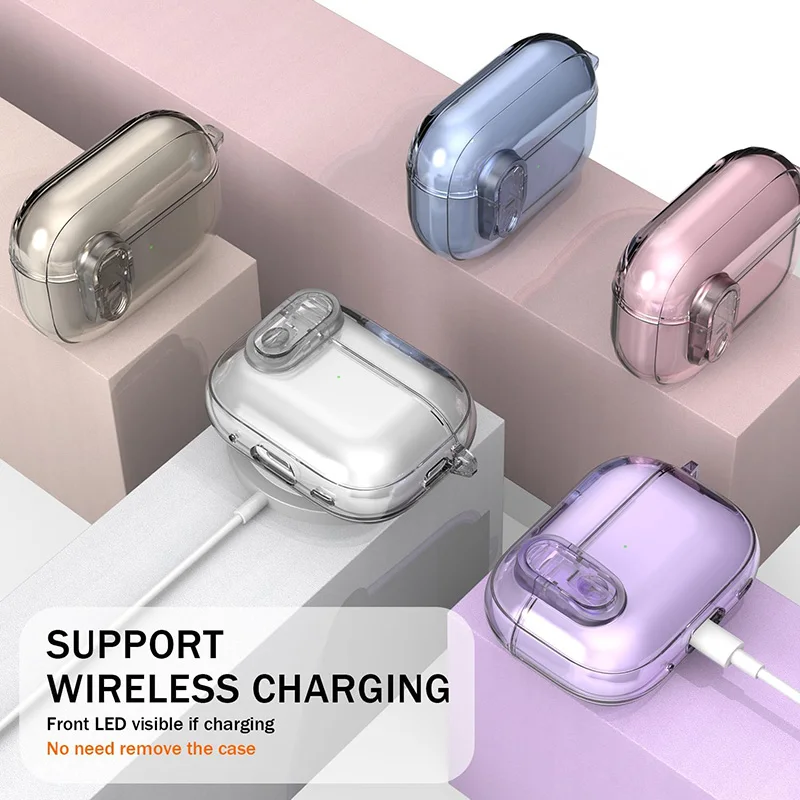 Custodia per auricolare Bluetooth senza fili in cristallo trasparente per Airpods Pro 2 Custodia per scatola di blocco interruttore trasparente in TPU per Airpods 1 2 3 2021