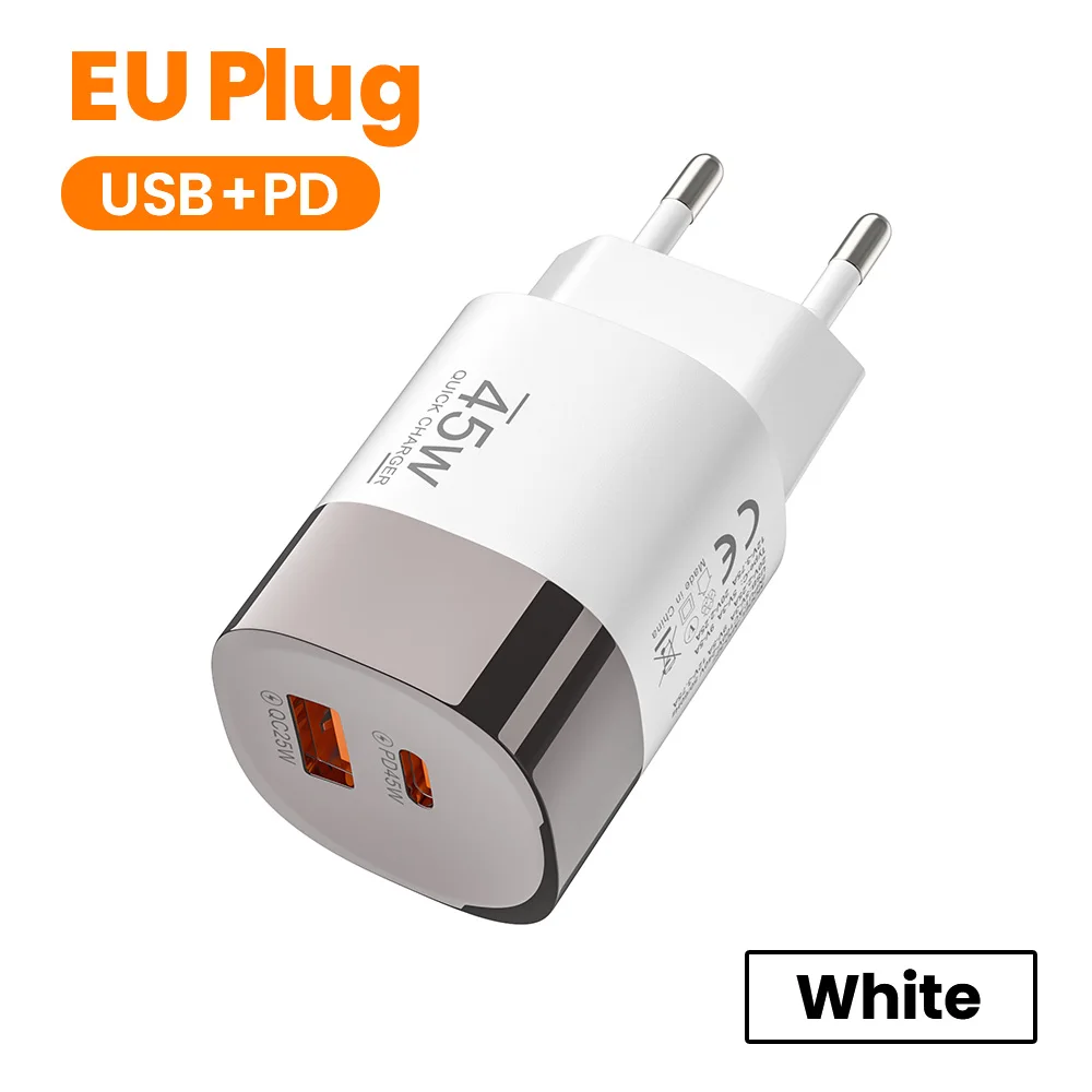 Elough 45W USB Type C Telefoonoplader Supersnel opladen 2-poorts wandlader USB PD-adapter voor iPhone Realme Huawei USB C cargador