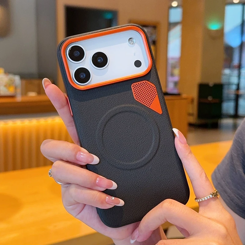 For iPhone 18 Pro Max 18Promax 17 16 15 5G Case Matte Leather Magnetic Wireless charging Shockproof Protection Cover Accessories