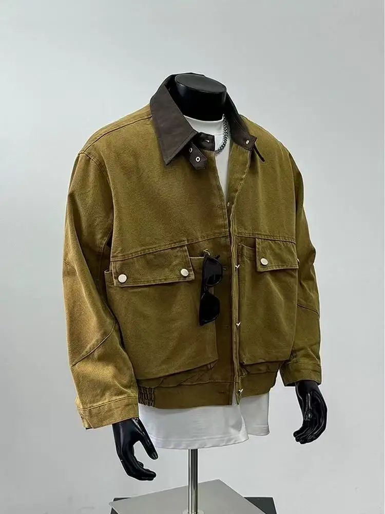 

Khaki Canvas Workwear Jaet Loose Fit Men's Beaded Jaet Autumn Winter American Retro Sle Cotton Lined ex Jaet