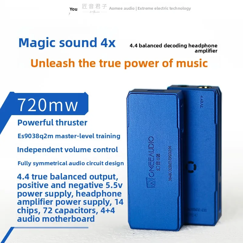 ACMEE 4X HIFI Headphones Amplifier AMP USB C DAC Type-c To 3.5mm 4.4mm Balance PCM 384K/32Bit DSD Native 256/Dop 128 Decoder