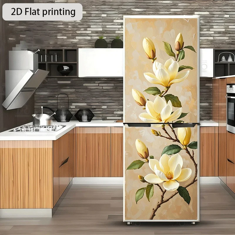 Refrigerator Sticker Artificial Jade Orchid Branch Pattern Themed Design Wall Sticker Decorative Self-Adhesive Wallpaper Suita - view 2