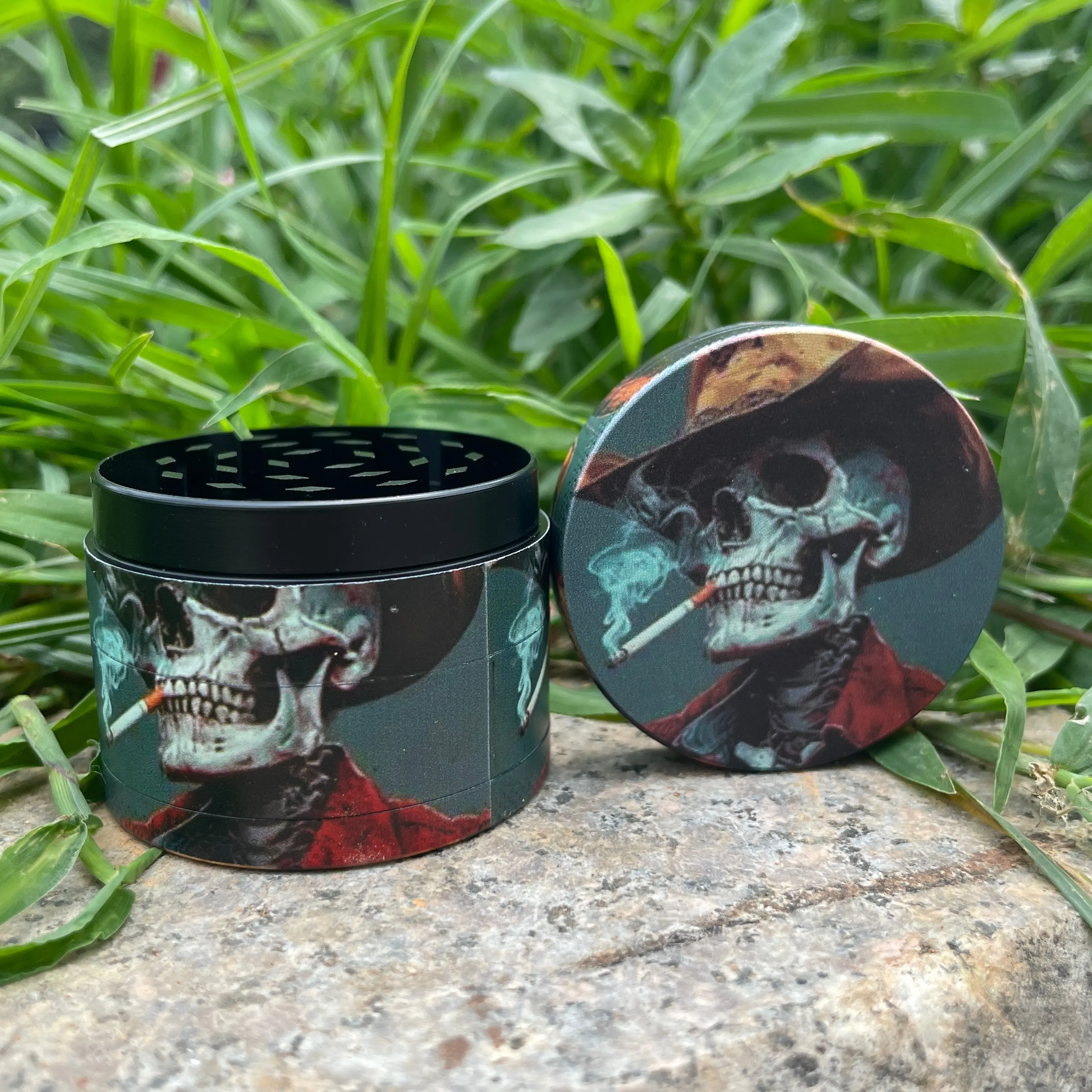 Moedor de Tabaco com Impressão de Caveira de 2 polegadas/50mm, Acessórios para Fumar