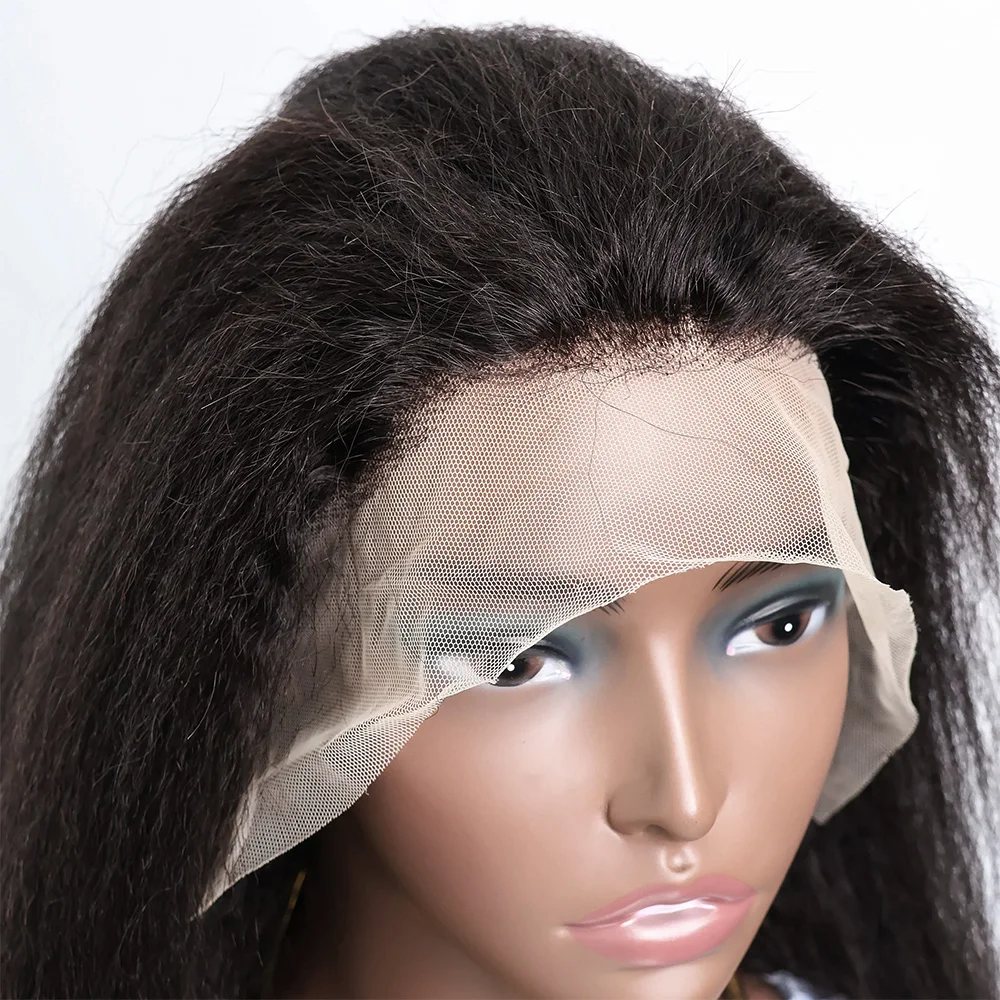 

Yaki Straight Wigs Human Hair Kinky Straight 13x4 HD Lace Frontal Wigs 4x4 Lace Closure Human Hair Wigs For Women 180%