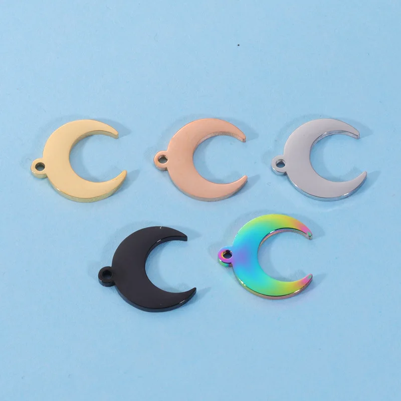 

10Pcs/Lot Moon Crescent Charms Mirror Polishe Stainless Steel Small Moon Charm Horn Pendant DIY Jewelry 15*15.5mm