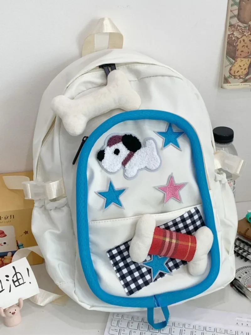 

BOMO Kawaii Dog Backpacks for Ladies Large Capacity College Style Korean Popular Bag Casual Versatile Patchwork Womens Backpack