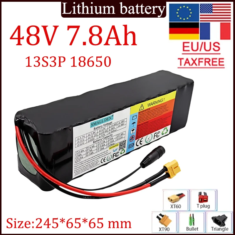 

13S3P 48V 7.8A 18650 lithium battery pack 7800mAh Built-in BMS high-current for electric battery replacement kit, Backup battery